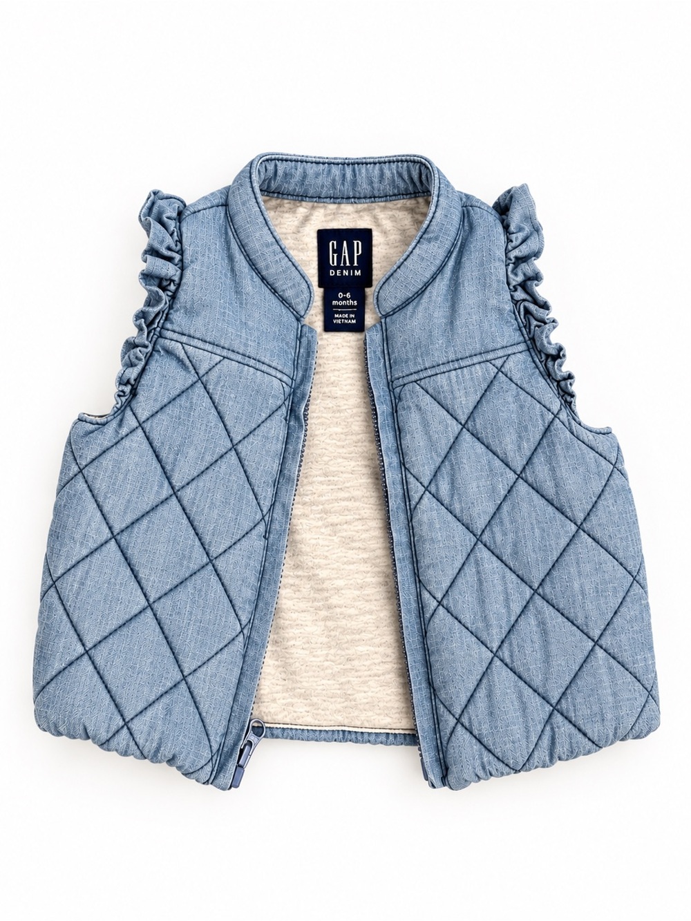 Baby GAP Quilted Vest Light Denim Chambray 0-6M